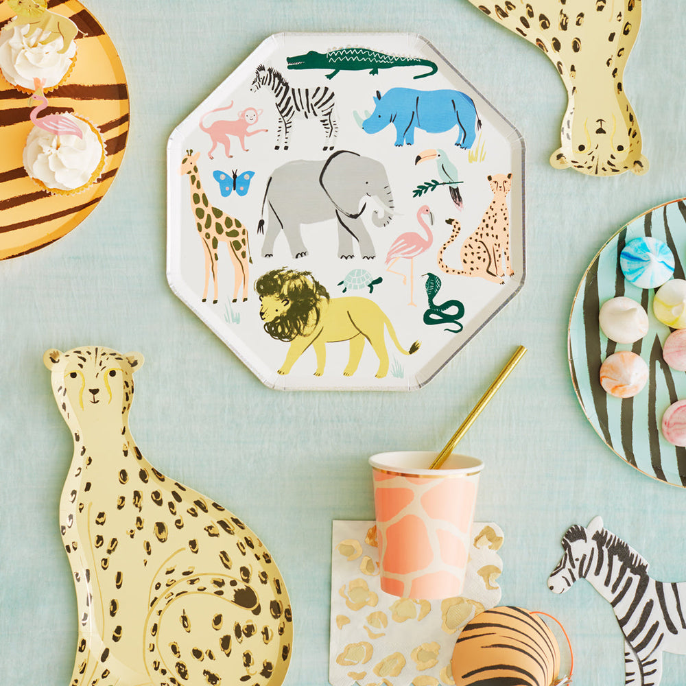 SAFARI ANIMALS PLATES - LARGE Meri Meri Plates Bonjour Fete - Party Supplies