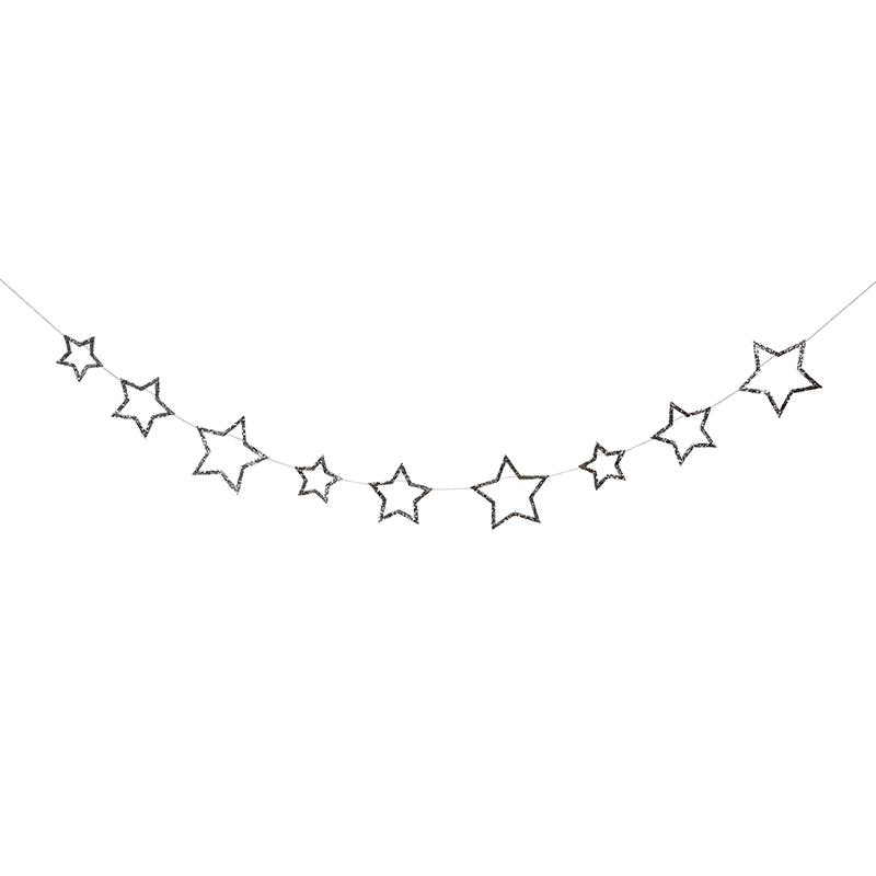 SILVER GLITTER STARS MINI GARLAND Meri Meri Garlands & Banners Bonjour Fete - Party Supplies