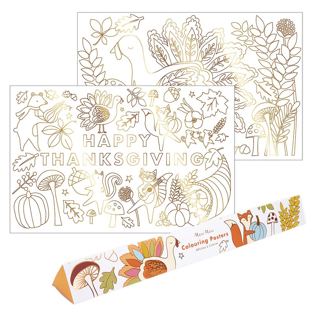 THANKSGIVING COLORING POSTERS Meri Meri Thanksgiving Favors Bonjour Fete - Party Supplies