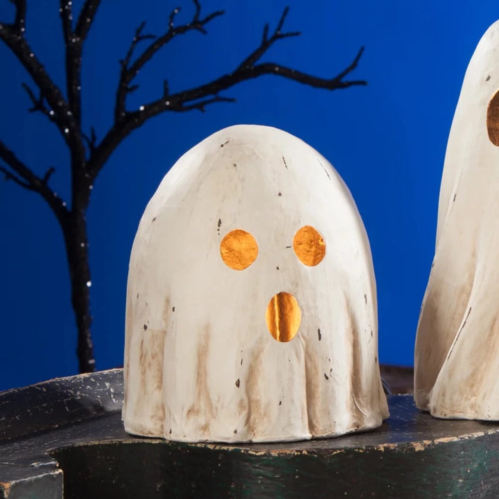 BETHANY LOWE SURPRISED GHOST LUMINARY MEDIUM PAPER MACHE Bethany Lowe Designs Halloween Home Decor Bonjour Fete - Party Supplies