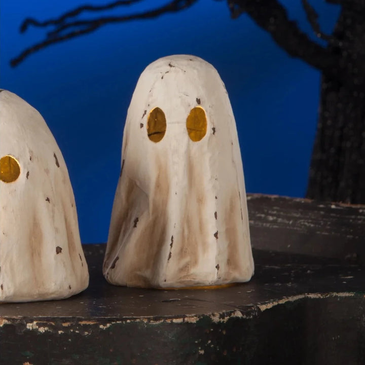 BETHANY LOWE TALL GHOST LUMINARY SMALL PAPER MACHE Bethany Lowe Designs Halloween Home Decor Bonjour Fete - Party Supplies