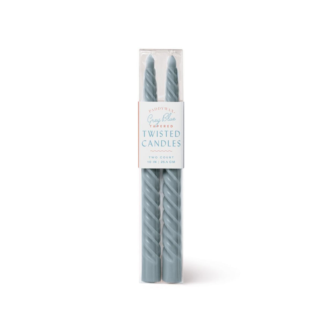 GREY BLUE TWISTED BOXED TAPER CANDLES Paddywax Home Candles Bonjour Fete - Party Supplies