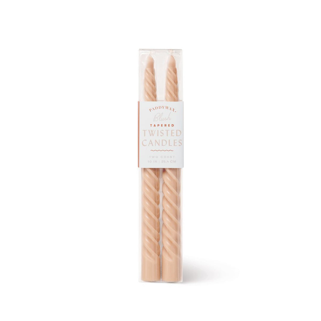 BLUSH TWISTED BOXED TAPER CANDLES Paddywax Home Candles Bonjour Fete - Party Supplies