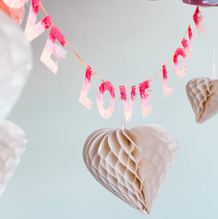 LOVE GARLAND IN OMBRE TISSUE FRINGE Meri Meri Garlands & Banners Bonjour Fete - Party Supplies