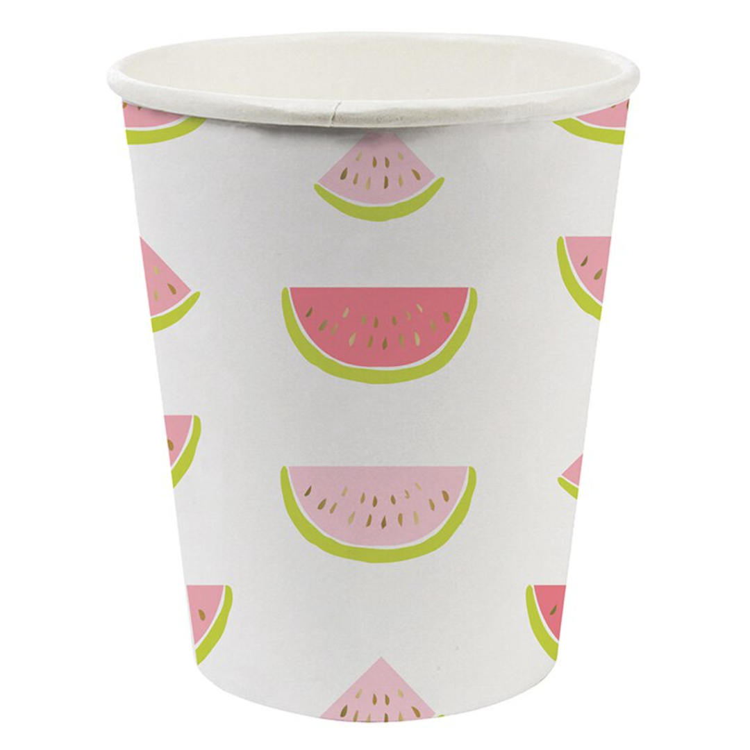 WATERMELON PAPER CUPS Slant Cups Bonjour Fete - Party Supplies