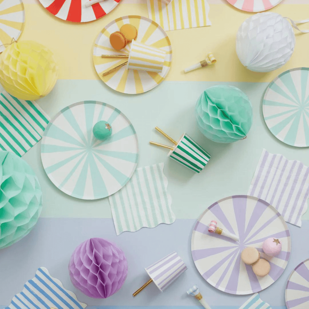 Colorful art theme party supplies to use for a kid's birthday party.