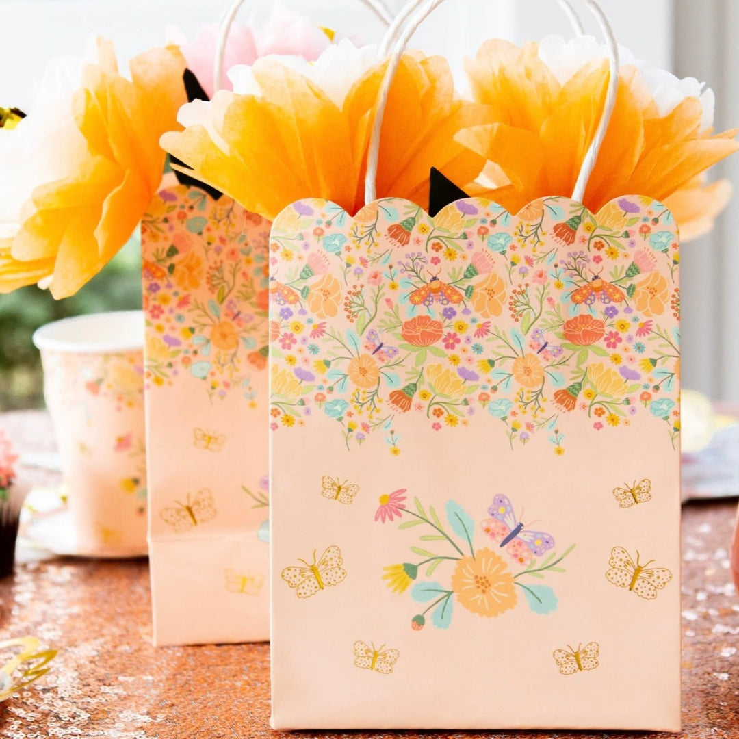 Floral party favor bags, treat bags and favor bags for birthday parties