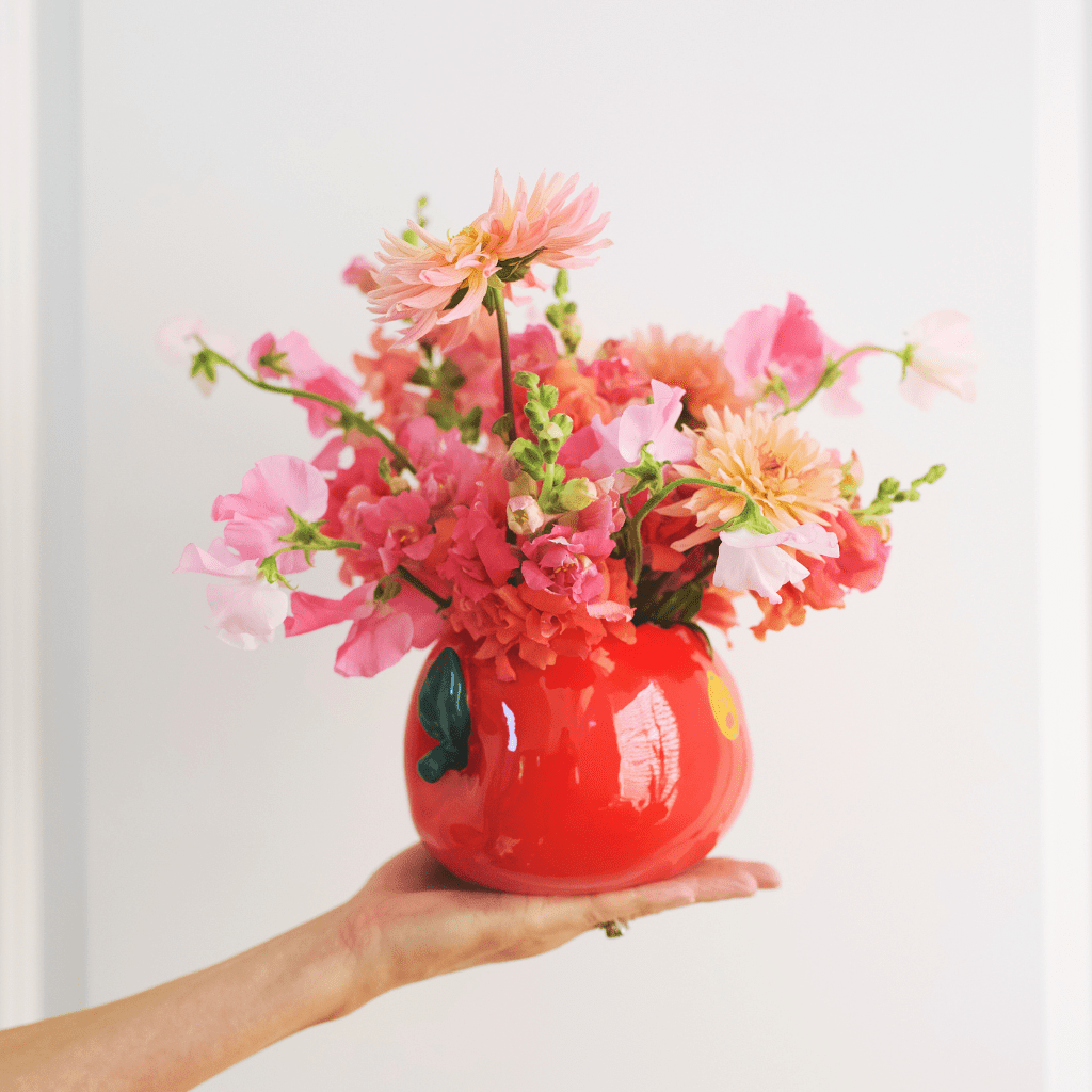 Apple vase for flowers for teacher gifts