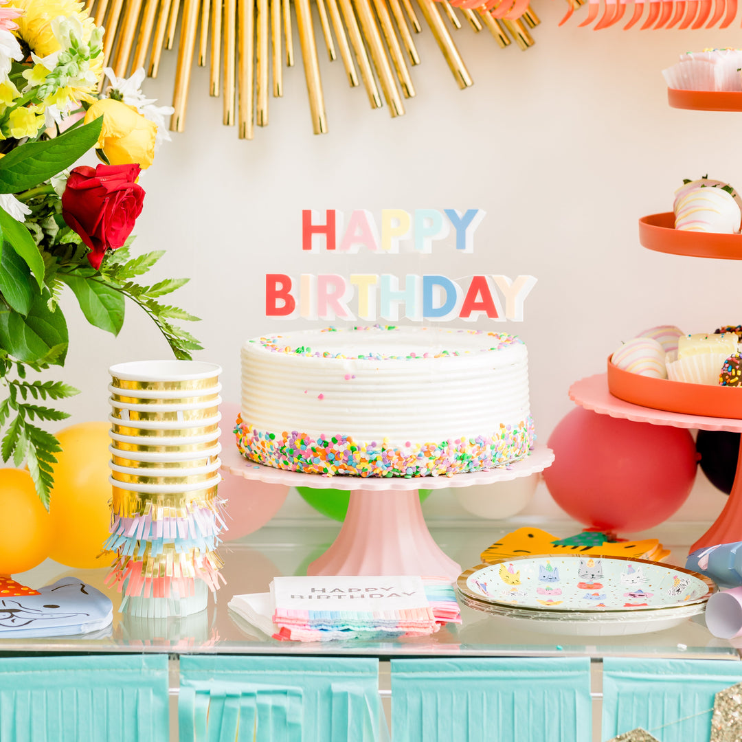 Happy Birthday party supplies and birthday party decorations.