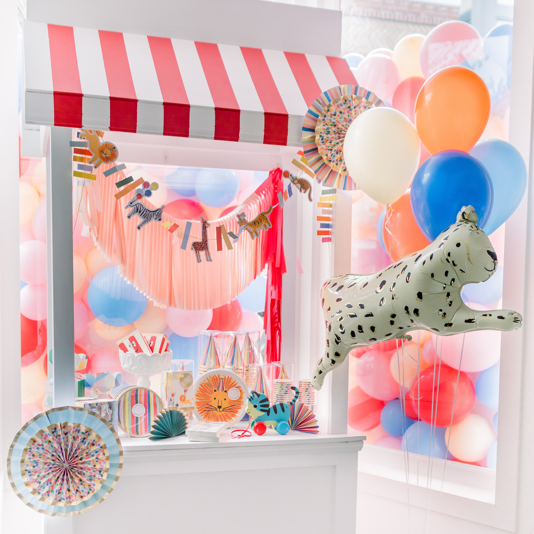 Circus party supplies and circus theme decorations for a carnival theme party.
