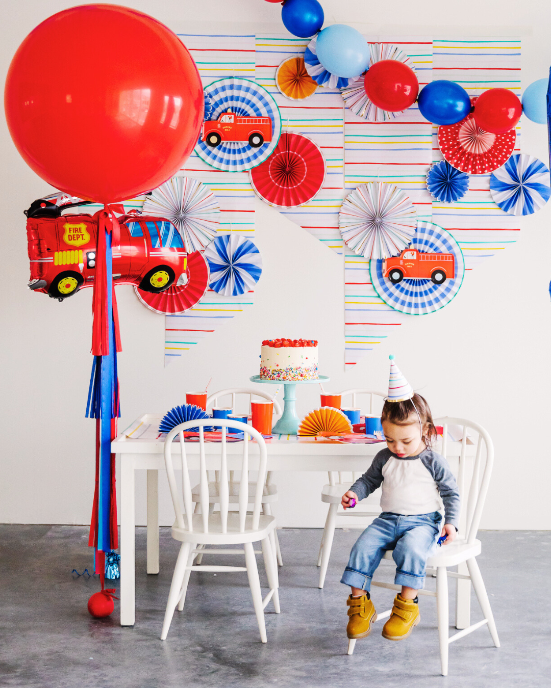 firetruck party firetruck birthday red and yellow decorations firefighter theme emergency vehicle party