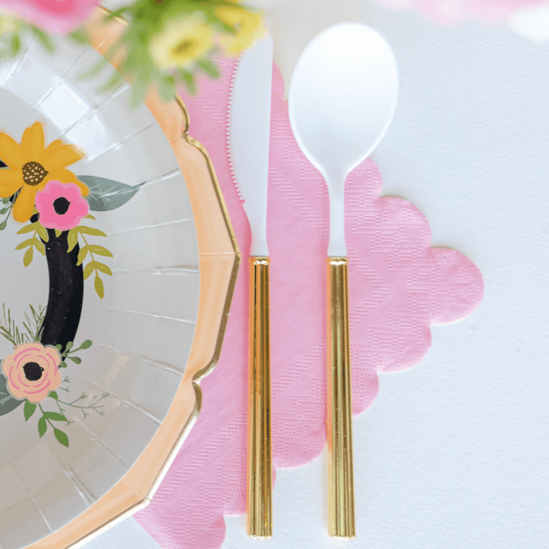 Gold disposable cutlery to use for any party theme.
