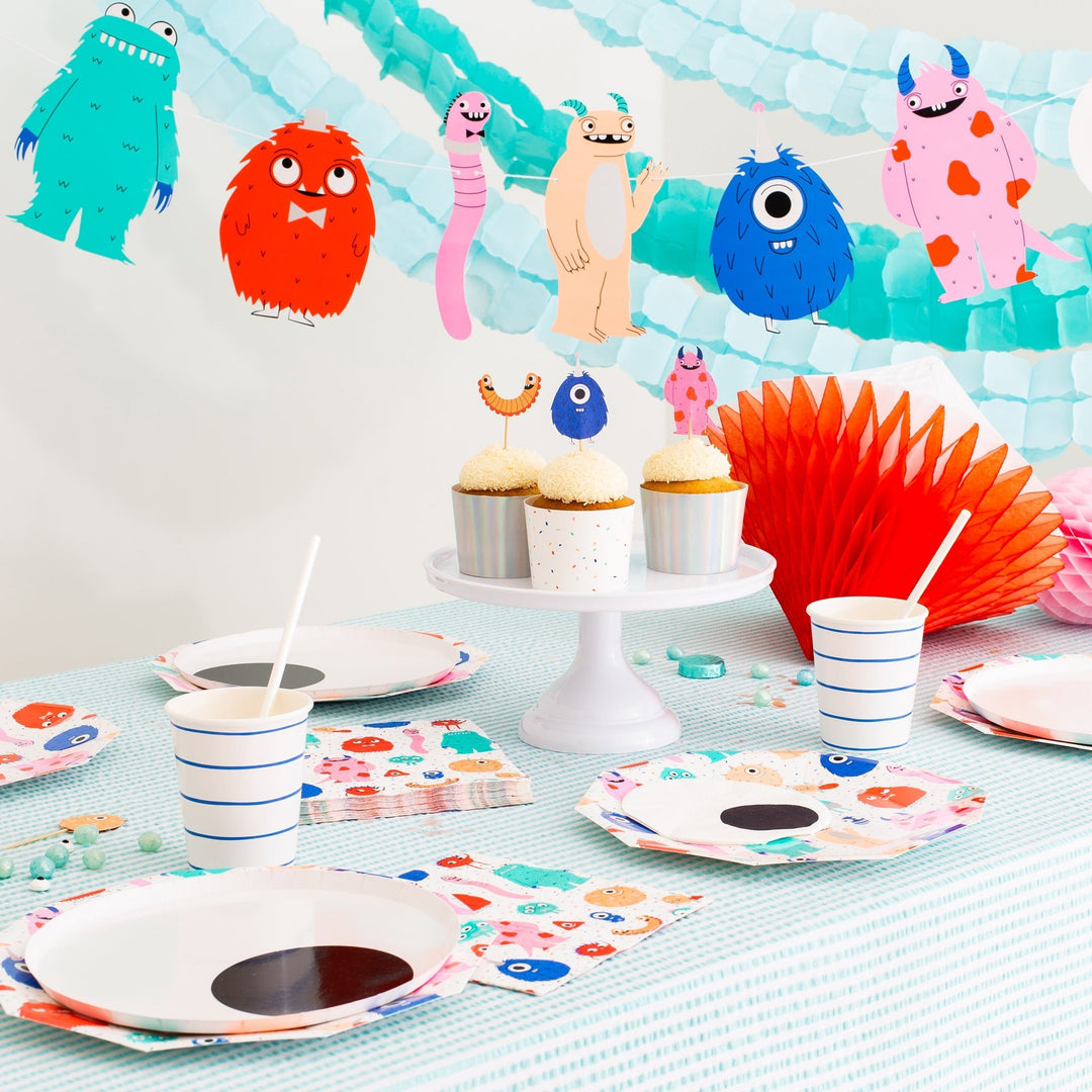 Monster party supplies for a monster theme party.