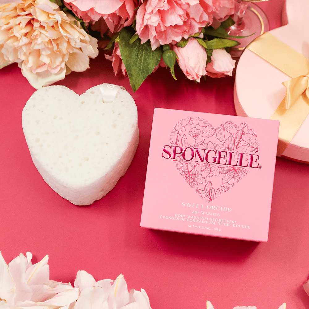 SWEET ORCHID HEART BUFFER SPONGE Spongellé Body Wash Infused Buffer SWEET ORCHID HEART BUFFER SPONGE Bonjour Fete - Party Supplies