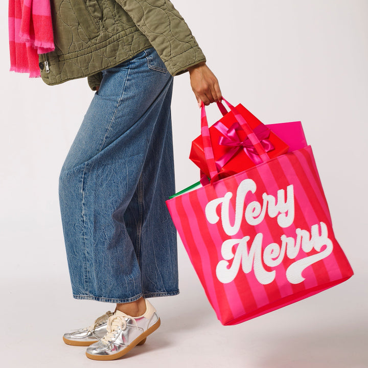 Shiraleah "Very Merry" Gifting Tote, Red Shiraleah Retail Totes Shiraleah "Very Merry" Gifting Tote, Red Bonjour Fete - Party Supplies