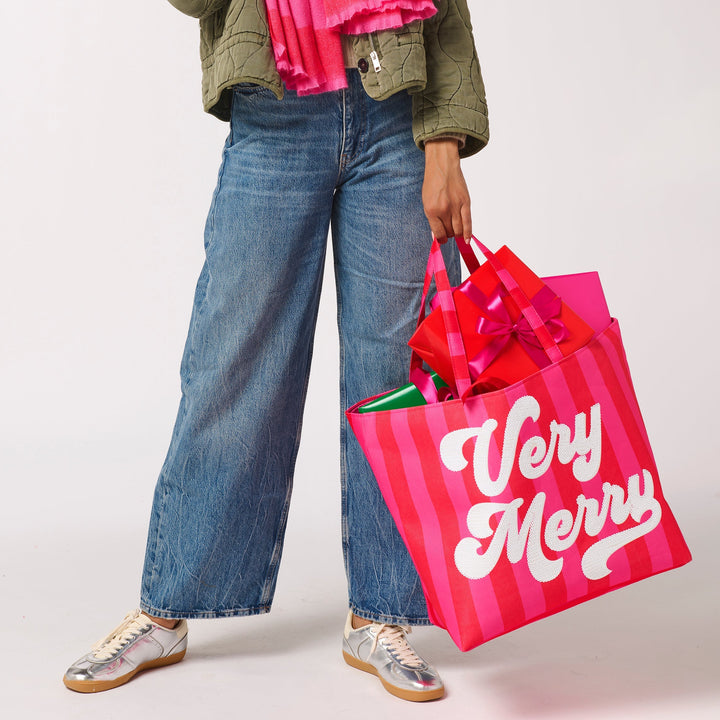 Shiraleah "Very Merry" Gifting Tote, Red Shiraleah Retail Totes Shiraleah "Very Merry" Gifting Tote, Red Bonjour Fete - Party Supplies