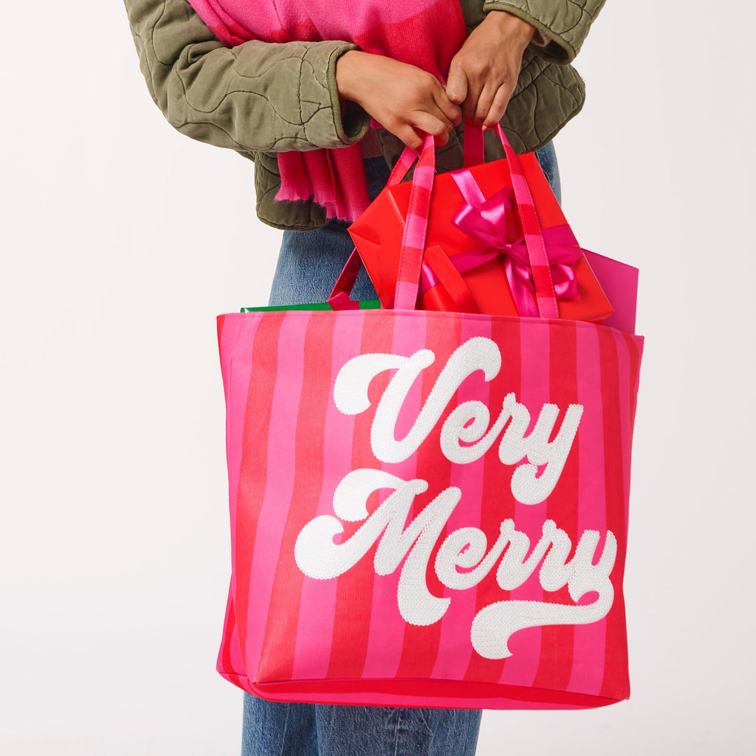 Shiraleah "Very Merry" Gifting Tote, Red Shiraleah Retail Totes Shiraleah "Very Merry" Gifting Tote, Red Bonjour Fete - Party Supplies
