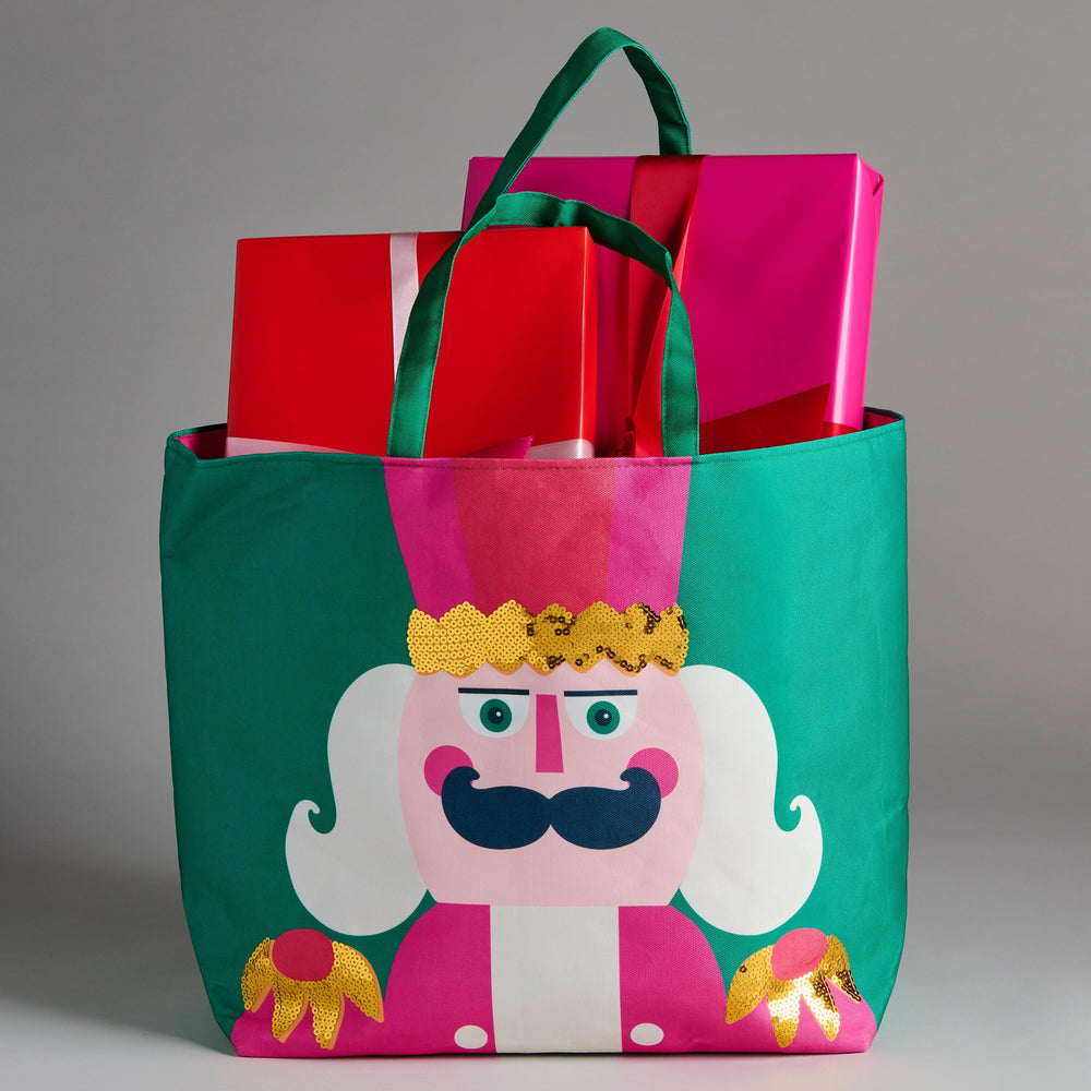 Shiraleah Nutcracker Gifting Tote, Green Shiraleah Retail Totes Shiraleah Nutcracker Gifting Tote, Green Bonjour Fete - Party Supplies