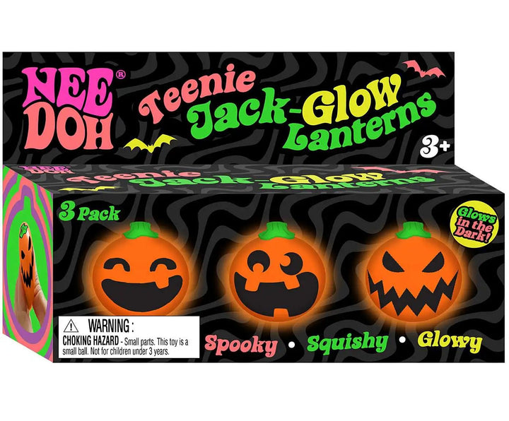 Glowing jack o lantern squishy toy set for a Halloween party favor