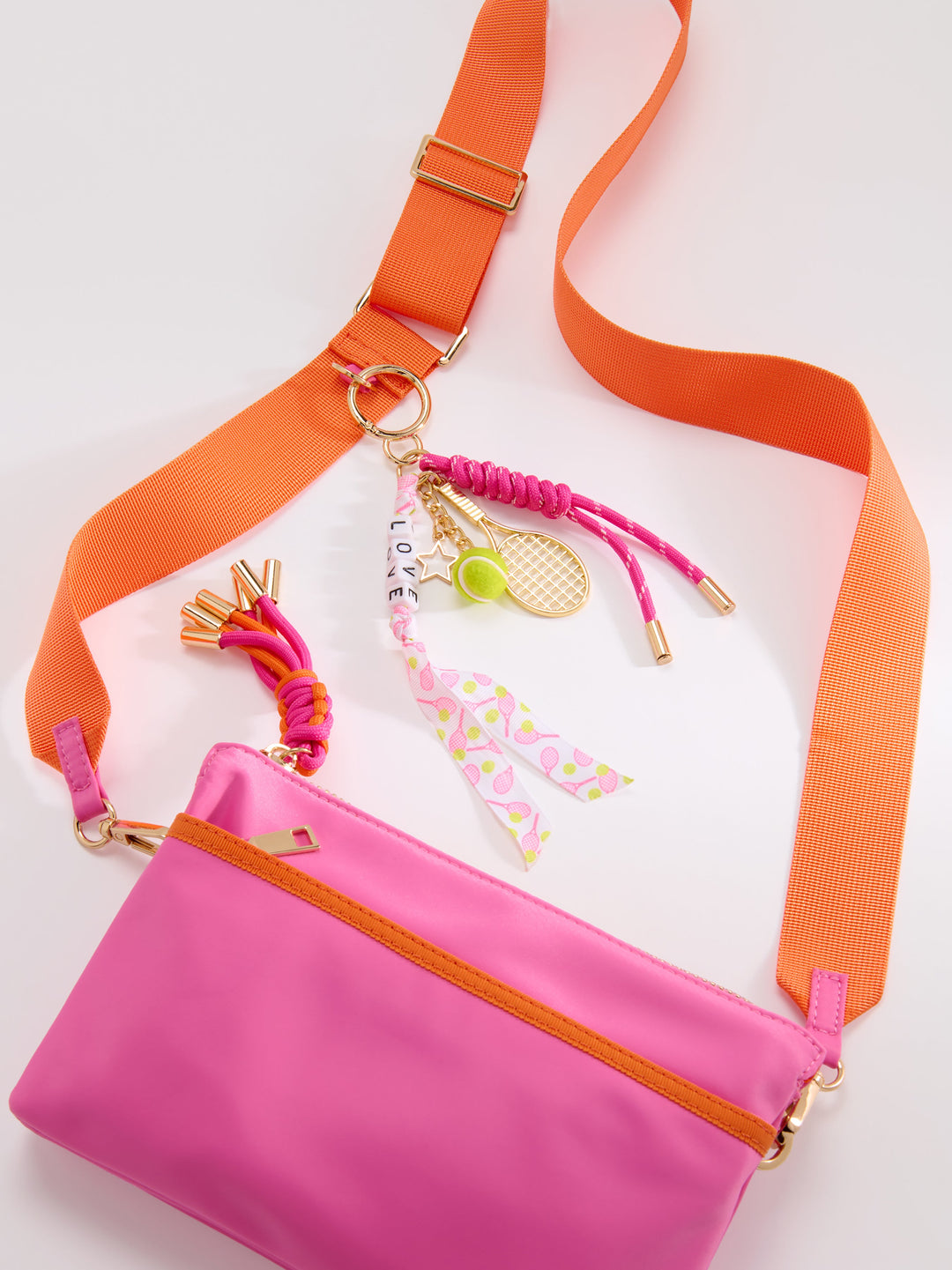 Shiraleah "Love" Tennis Bag Charm/Key Ring, Pink