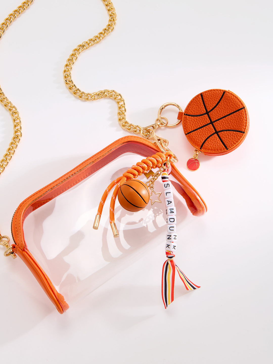 Shiraleah "Slam Dunk" Basketball Bag Charm/Key Ring, Orange