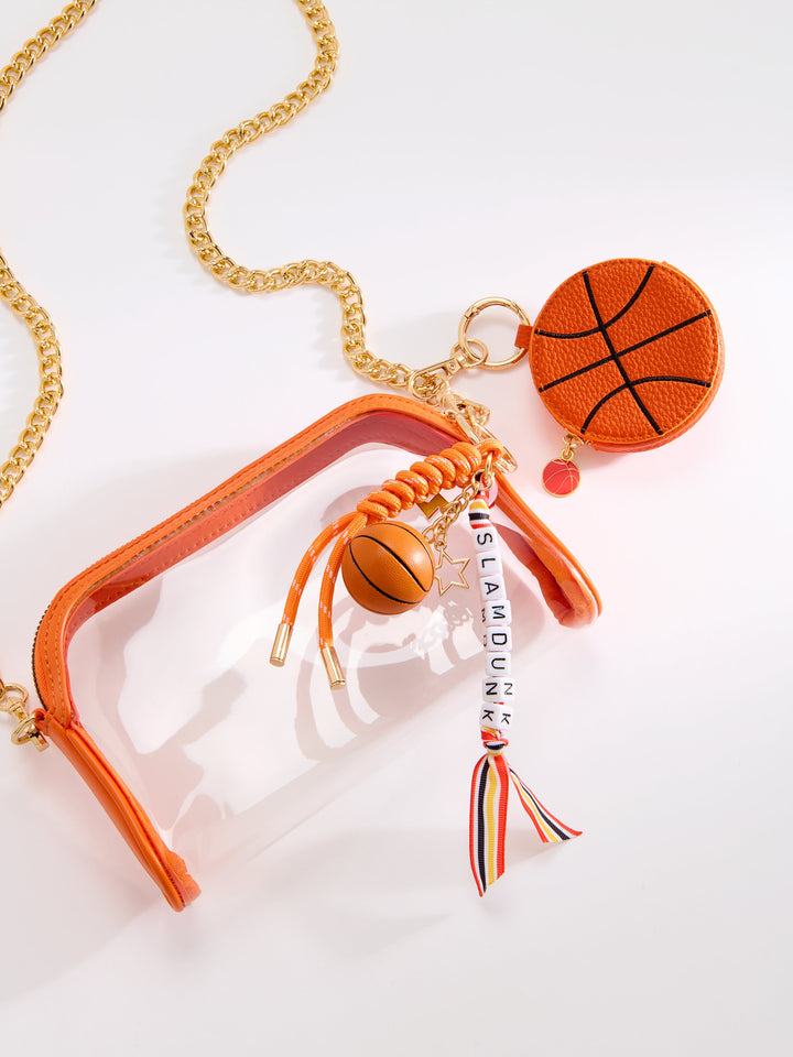 Shiraleah "Slam Dunk" Basketball Bag Charm/Key Ring, Orange