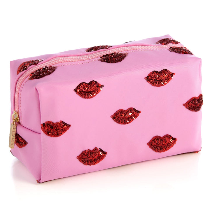 Shiraleah Cara Lips Pattern Cosmetic Pouch, Pink Shiraleah Retail Zip Pouches Shiraleah Cara Lips Pattern Cosmetic Pouch, Pink Bonjour Fete - Party Supplies