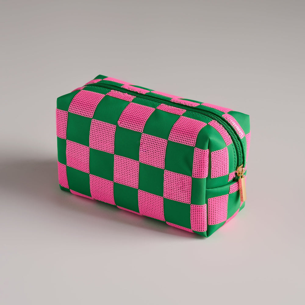 Shiraleah Cara Check Pattern Zip Pouch Shiraleah Retail Zip Pouches Shiraleah Cara Check Pattern Zip Pouch Bonjour Fete - Party Supplies