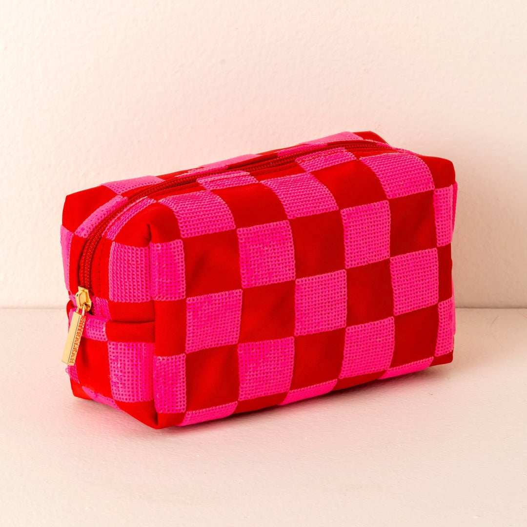 Shiraleah Cara Check Pattern Zip Pouch Shiraleah Retail Zip Pouches Shiraleah Cara Check Pattern Zip Pouch Bonjour Fete - Party Supplies