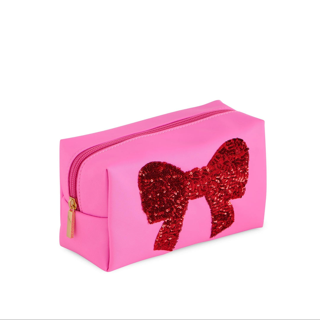 Shiraleah Cara Sequin Bow Zip Pouch, Pink Shiraleah Retail Zip Pouches Shiraleah Cara Sequin Bow Zip Pouch, Pink Bonjour Fete - Party Supplies