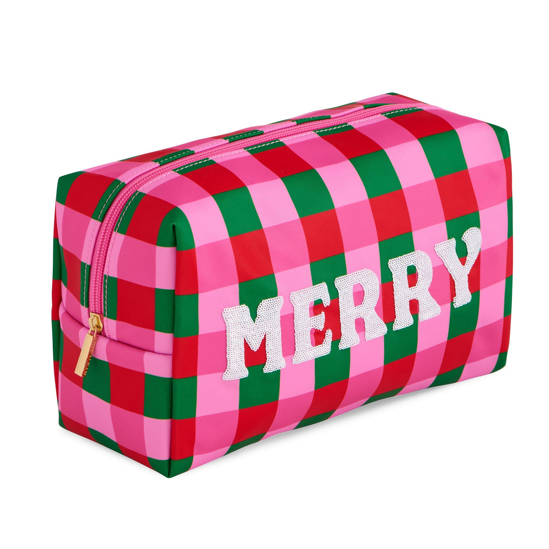 Shiraleah Cara Checkered "Merry" Zip Pouch, Multi Shiraleah Retail Zip Pouches Shiraleah Cara Checkered "Merry" Zip Pouch, Multi Bonjour Fete - Party Supplies