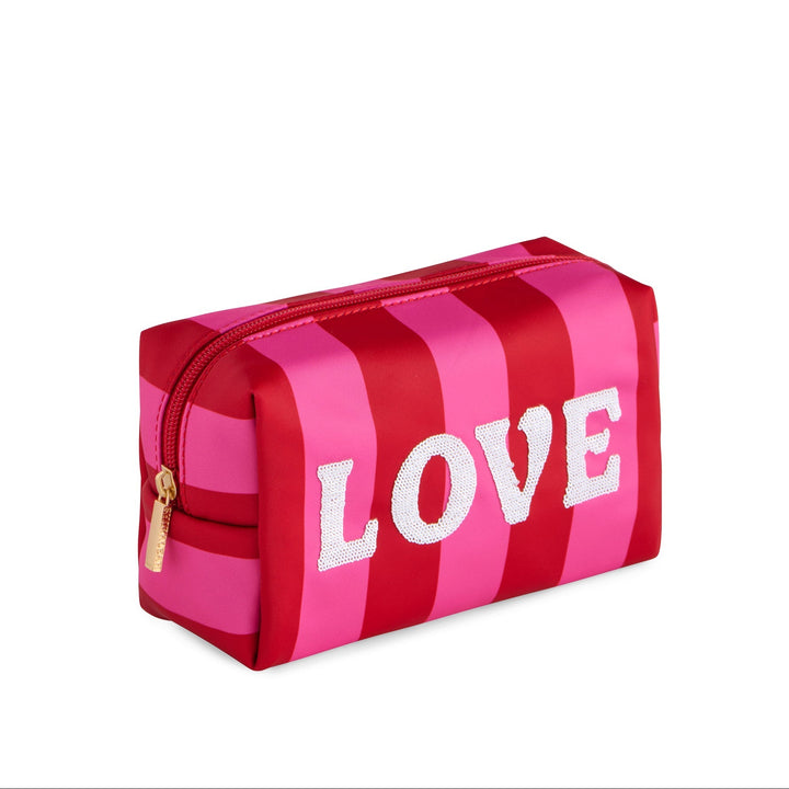 Shiraleah Cara Striped "Love" Zip Pouch, Red Shiraleah Retail Zip Pouches Shiraleah Cara Striped "Love" Zip Pouch, Red Bonjour Fete - Party Supplies