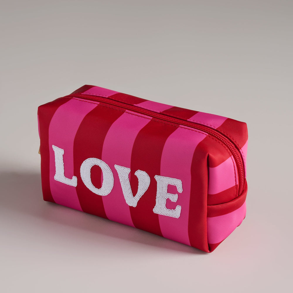 Shiraleah Cara Striped "Love" Zip Pouch, Red Shiraleah Retail Zip Pouches Shiraleah Cara Striped "Love" Zip Pouch, Red Bonjour Fete - Party Supplies