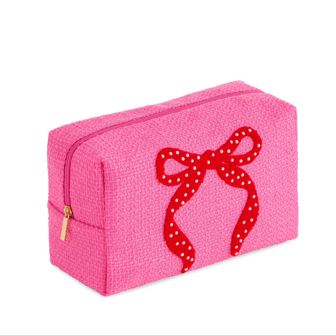 Shiraleah Mara Bow Large Zip Pouch, Pink Shiraleah Retail Zip Pouches Shiraleah Mara Bow Large Zip Pouch, Pink Bonjour Fete - Party Supplies