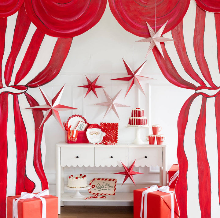 Red Cream 3D Hanging Stars