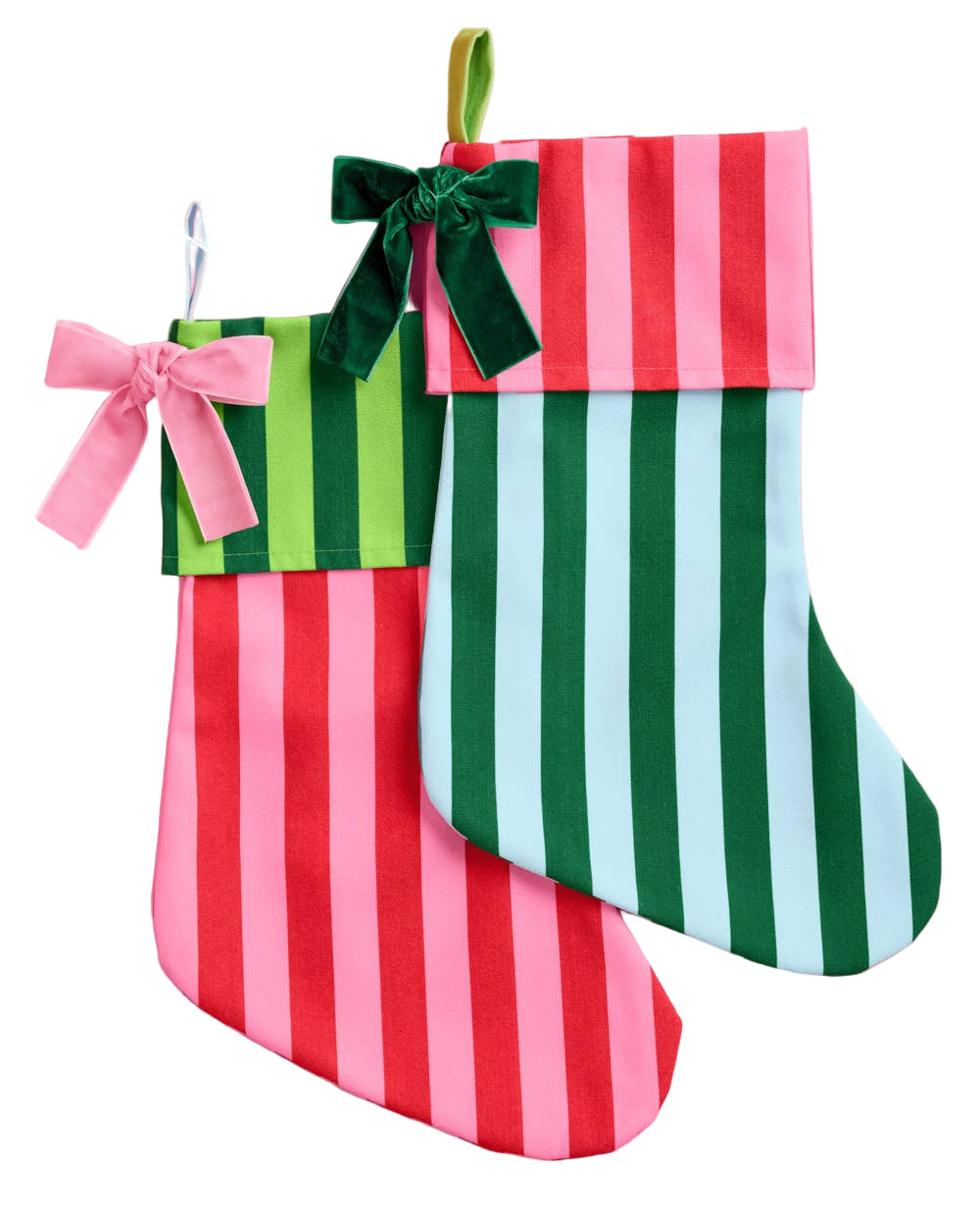 Striped Stocking Set - 2 pieces Xmas Christmas Holiday Tree xo, Fetti Striped Stocking Set - 2 pieces Xmas Christmas Holiday Tree Bonjour Fete - Party Supplies