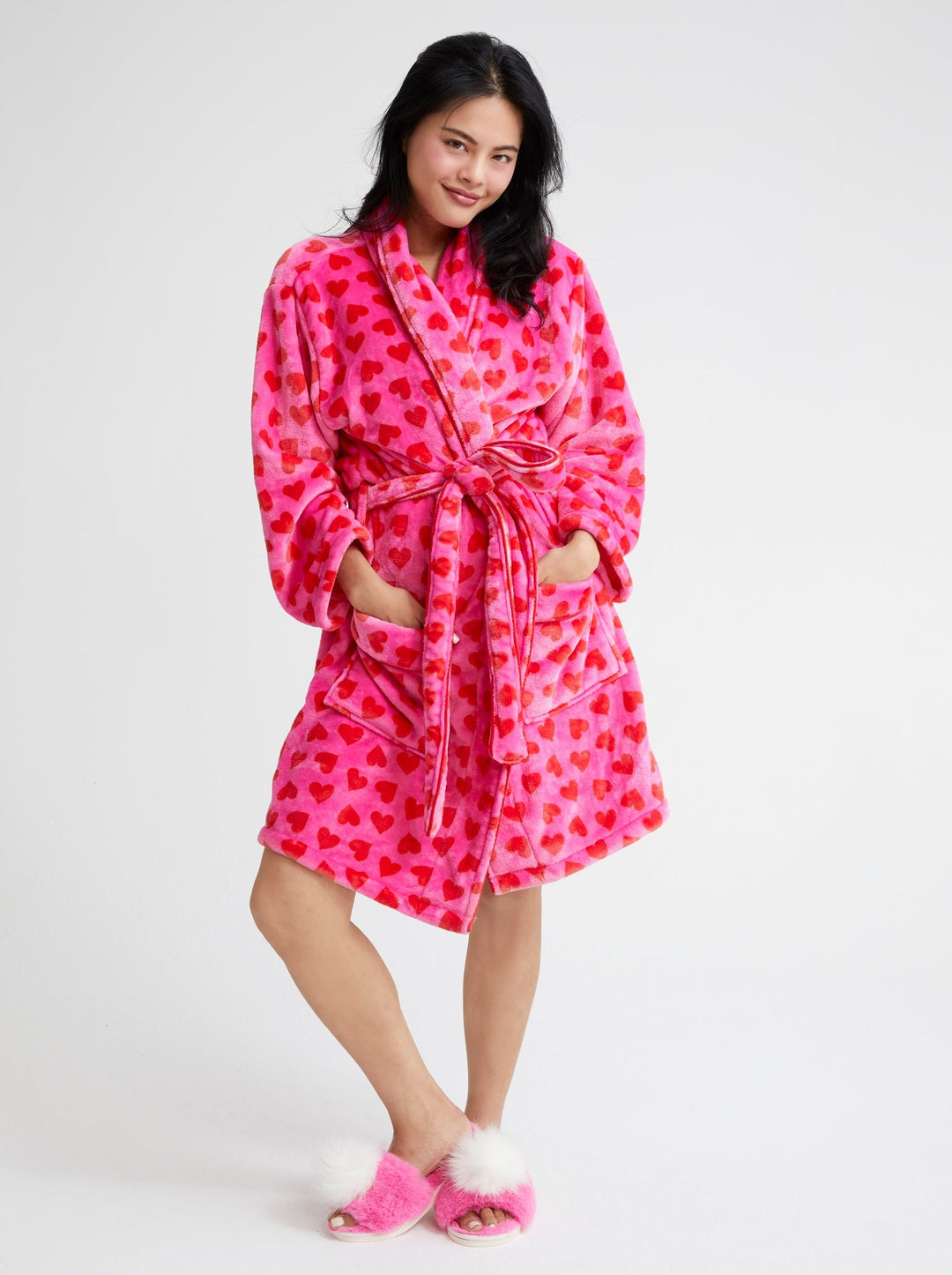 Shiraleah Hearts Robe, Pink Shiraleah Retail Robes & Spa Wraps Shiraleah Hearts Robe, Pink Bonjour Fete - Party Supplies