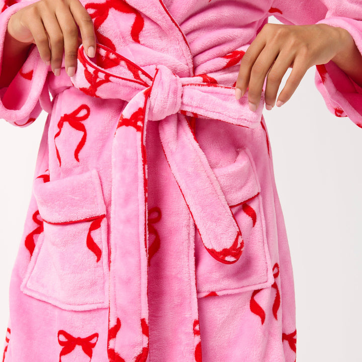 Shiraleah Bow Robe, Pink Shiraleah Retail Robes & Spa Wraps Shiraleah Bow Robe, Pink Bonjour Fete - Party Supplies