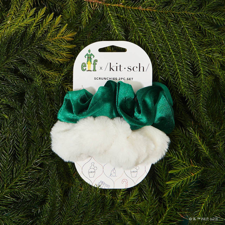 Elf x kitsch Scrunchies 2pc - White & Green KITSCH Elf x kitsch Scrunchies 2pc - White & Green Bonjour Fete - Party Supplies