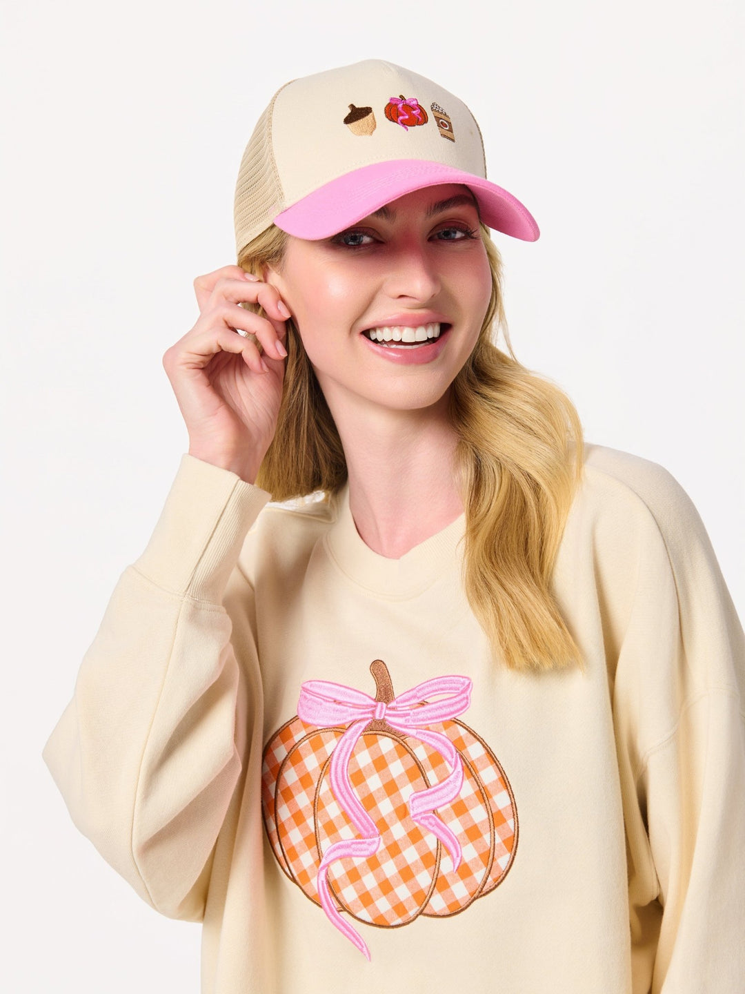 Shiraleah Fall Icons Trucker Hat, Ivory