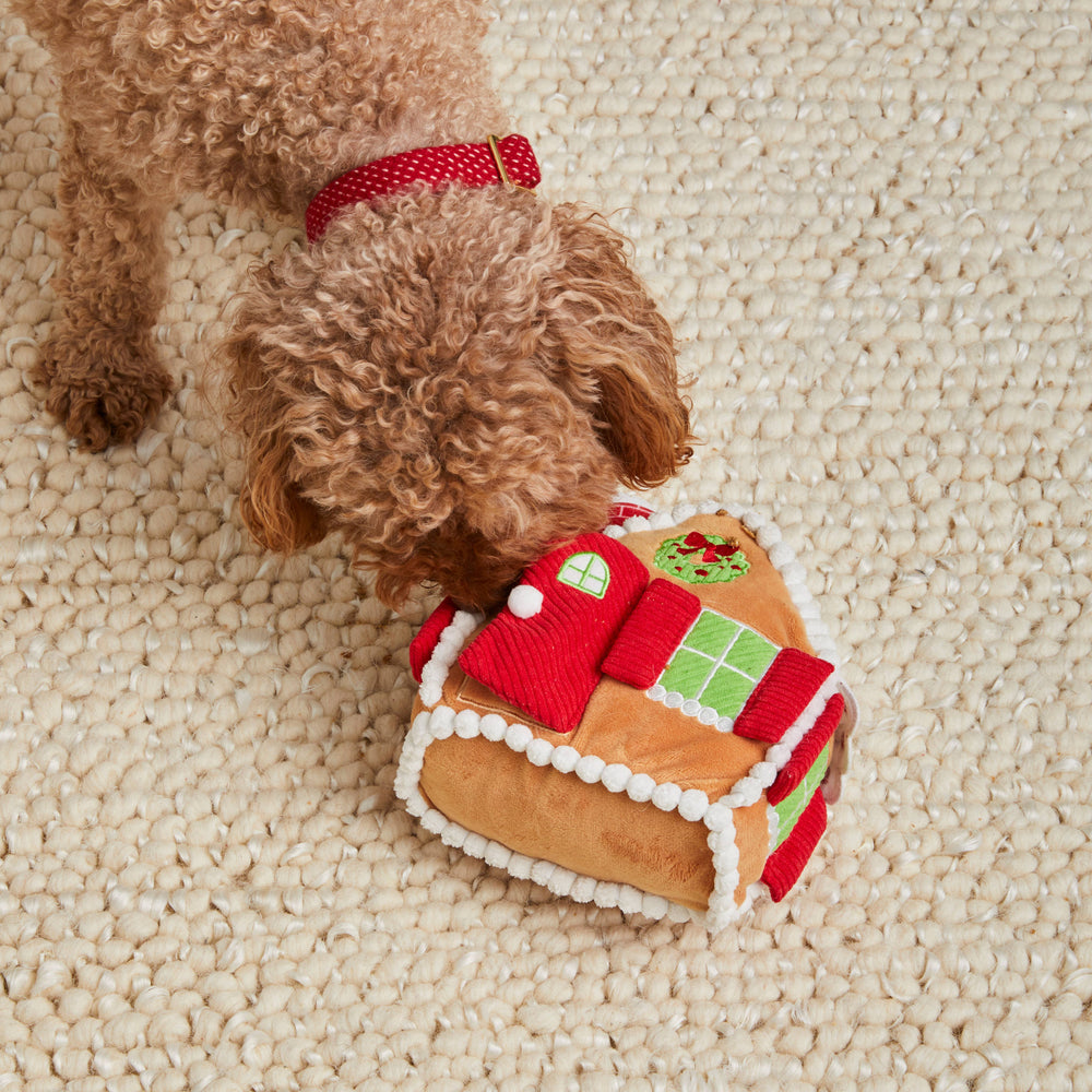 Gingerbread House Interactive Snuffle Holiday Dog Toy Bonjour Fete Party Supplies Holiday Pet
