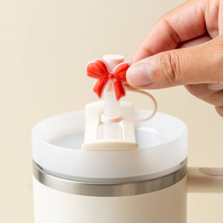 HEART & BOW STRAW TOPPER SET The Darling Effect HEART & BOW STRAW TOPPER SET Bonjour Fete - Party Supplies