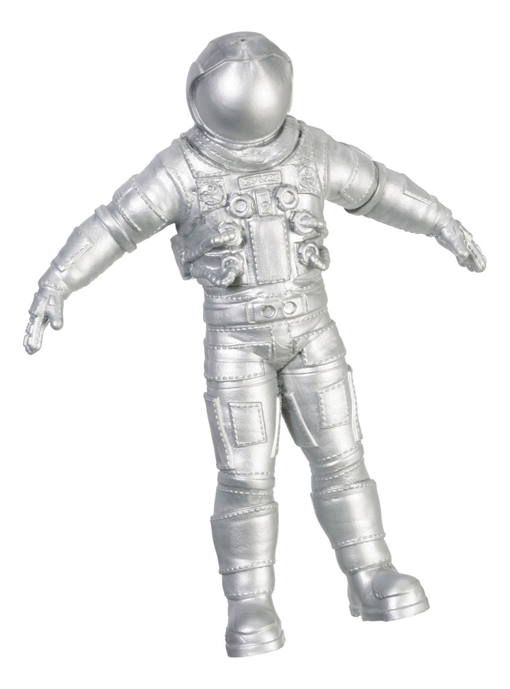 Silver astronaut figure standing with arms out, helmet and life pack details, ready for goodie bags