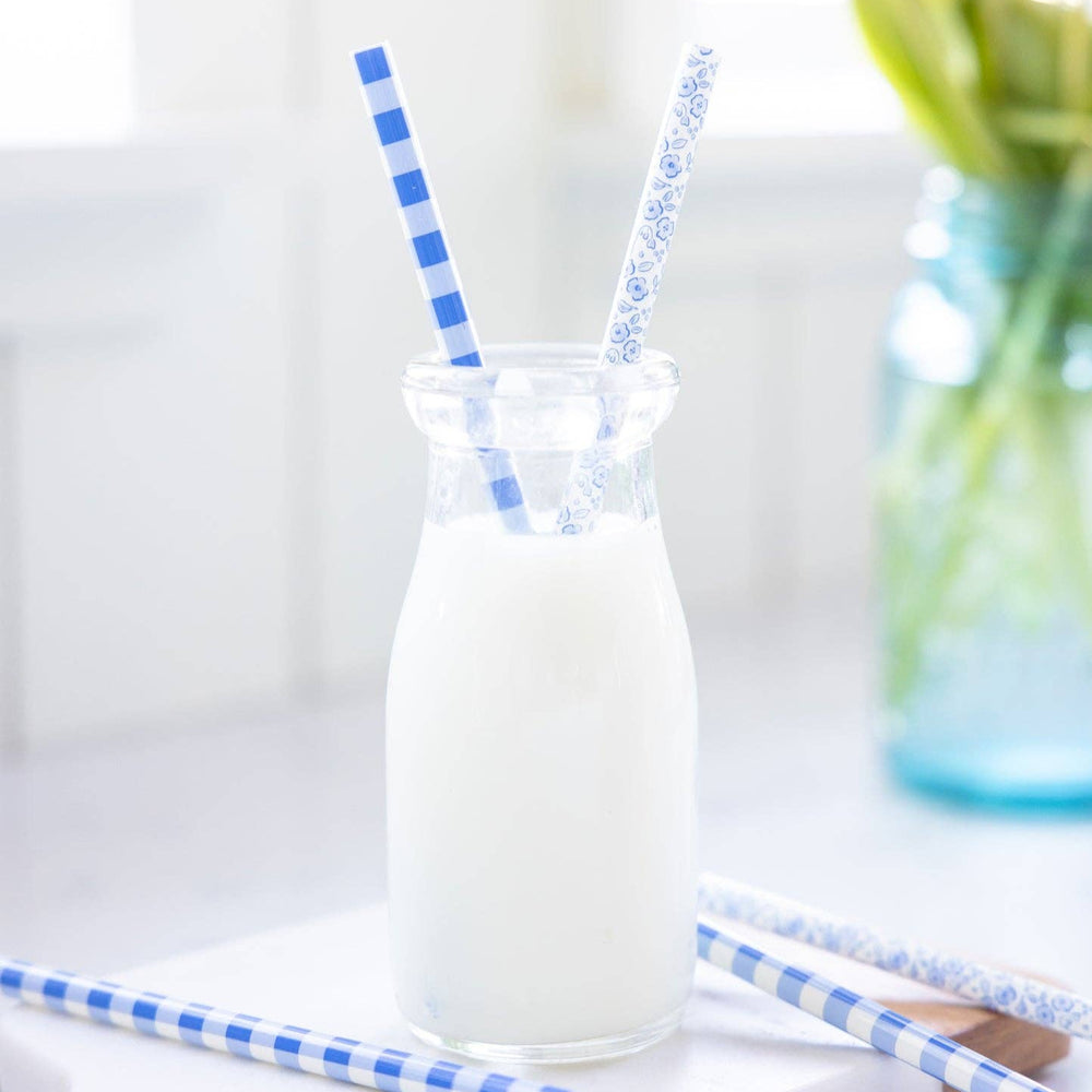 PLSS349 - Blue Plaid Floral Reusable Straws My Mind’s Eye PLSS349 - Blue Plaid Floral Reusable Straws Bonjour Fete - Party Supplies