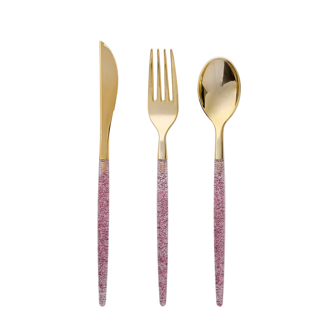 GOLD & PINK CONFETTI CUTLERY Packed Party Cutlery GOLD & PINK CONFETTI CUTLERY Bonjour Fete - Party Supplies