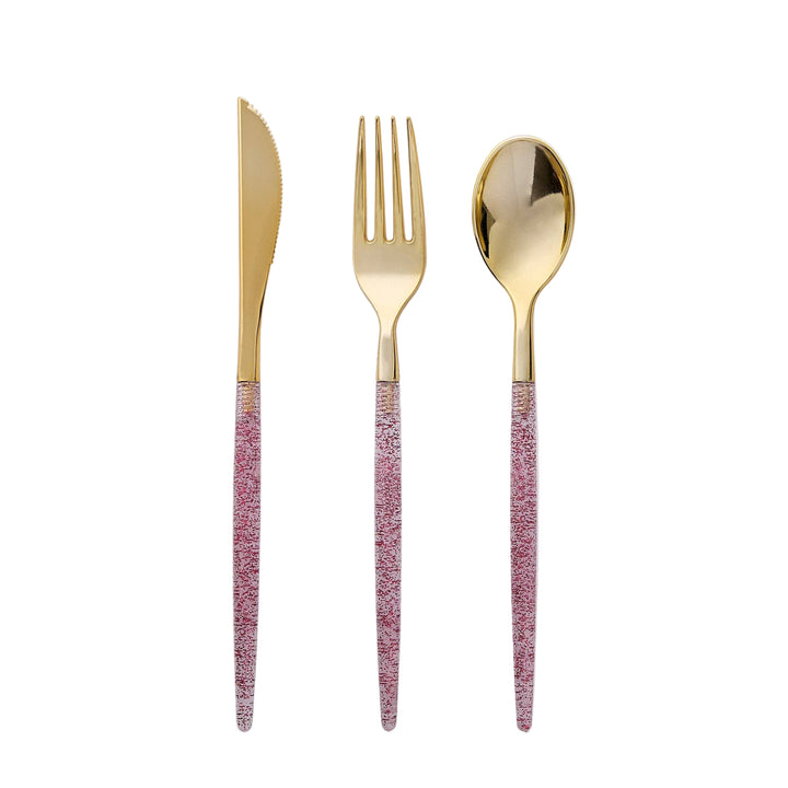 GOLD & PINK CONFETTI CUTLERY Packed Party Cutlery GOLD & PINK CONFETTI CUTLERY Bonjour Fete - Party Supplies
