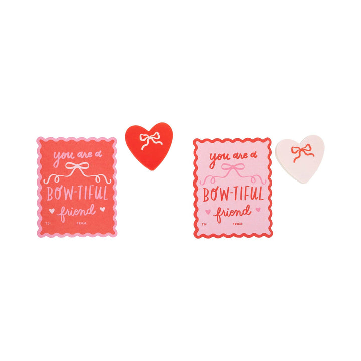PLKC164 - Bows Valentine's Cards and Eraser Set (12 each) My Mind’s Eye PLKC164 - Bows Valentine's Cards and Eraser Set (12 each) Bonjour Fete - Party Supplies