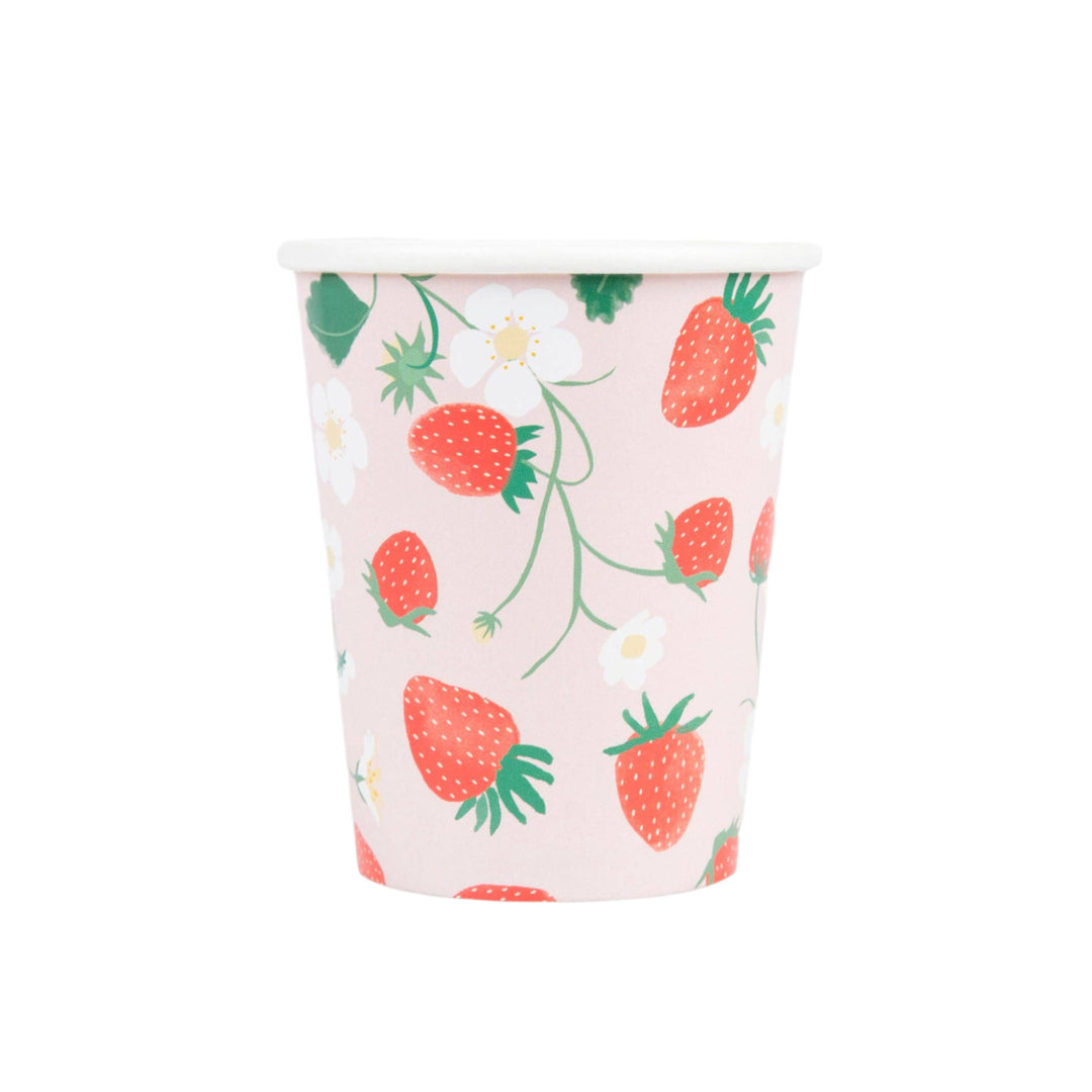 Strawberry Pattern Cups Meri Meri Strawberry Pattern Cups Bonjour Fete - Party Supplies
