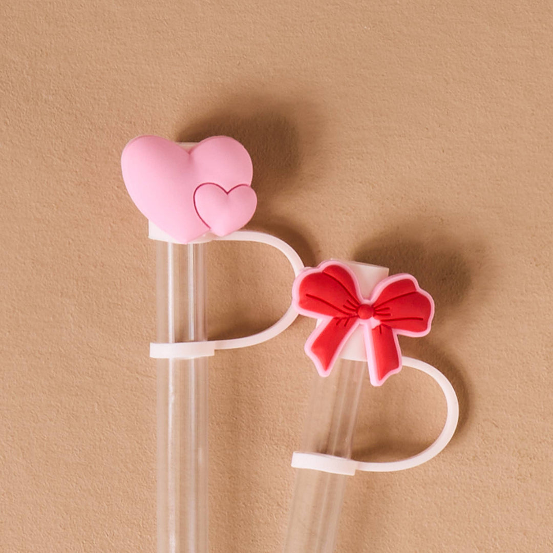 HEART & BOW STRAW TOPPER SET The Darling Effect HEART & BOW STRAW TOPPER SET Bonjour Fete - Party Supplies