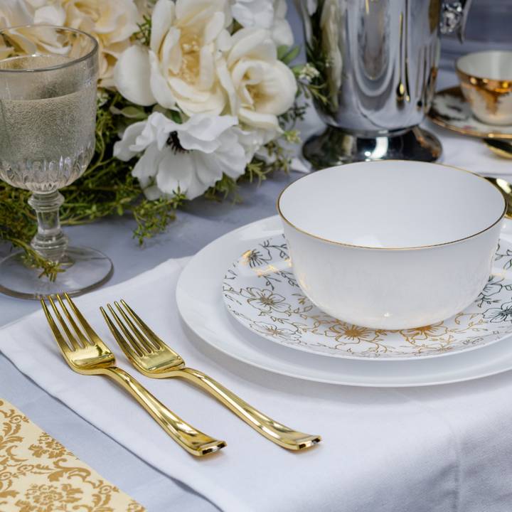 Exquisite Classic Gold Plastic Forks - 20 Count Crown Display Exquisite Classic Gold Plastic Forks - 20 Count Bonjour Fete - Party Supplies